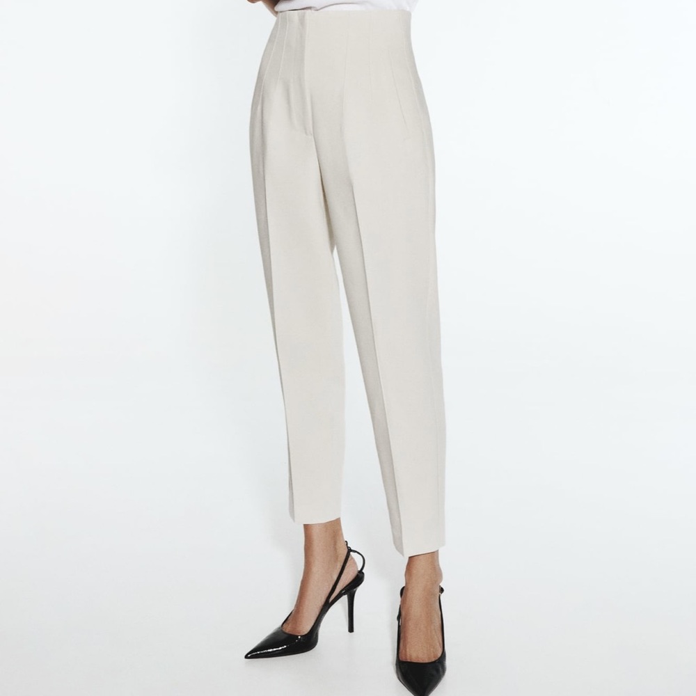 Zara High Waited Dress Pant in Oyster White